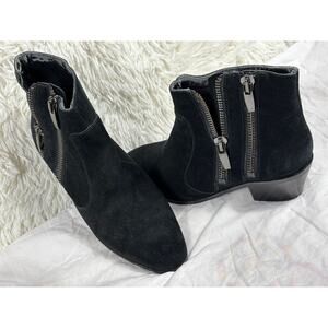 Via Spiga Suede Double Zip Ankle Boots “Celina” Black Womens Size 7